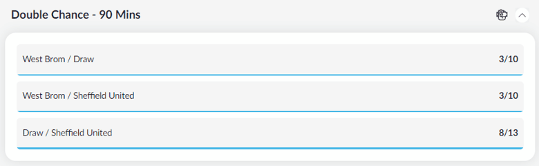 Double Chance Bet - West Brom v Sheffield United