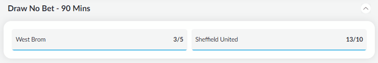 Draw No Bet - West Brom v Sheffield United