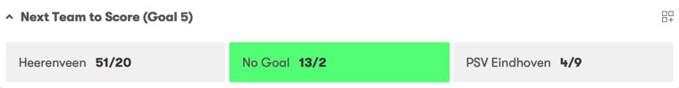 Next team to score - no goals