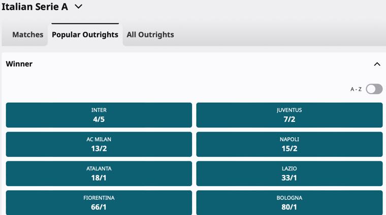 Serie A odds