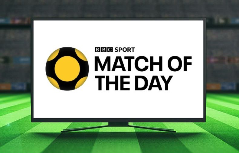 Blank TV on football pitch with MOTD logo