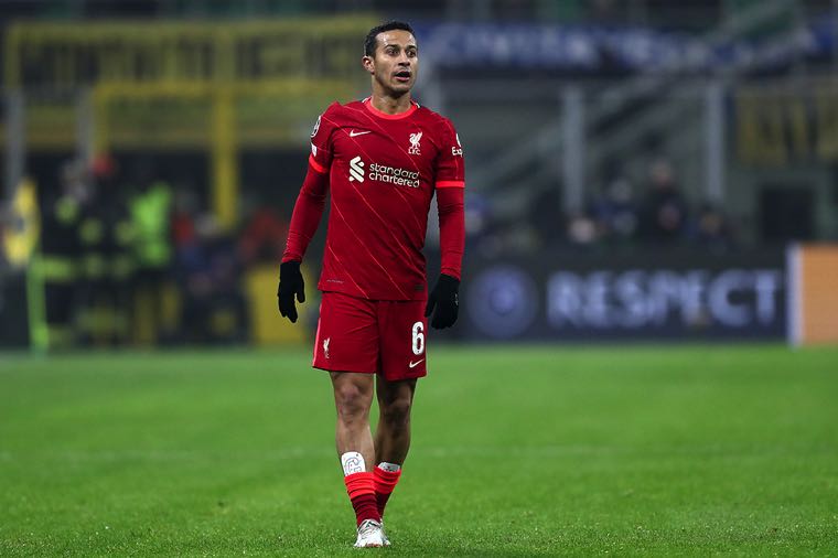 Thiago playing for Liverpool