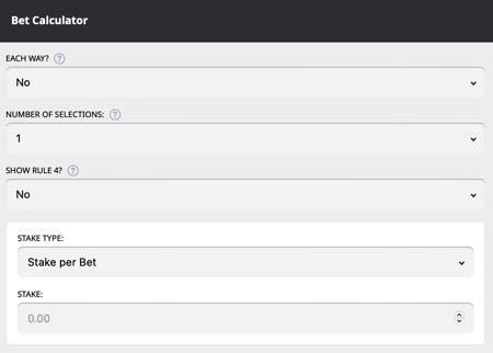 Bet calculator screenshot