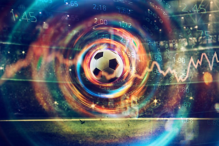 Football in Stadium Against Data