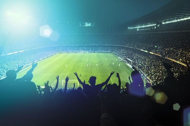 Football stadium with lights