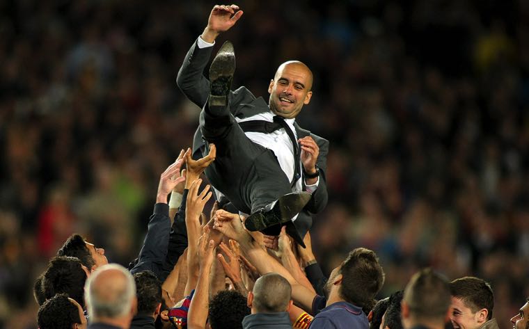 Guardiola celebrating