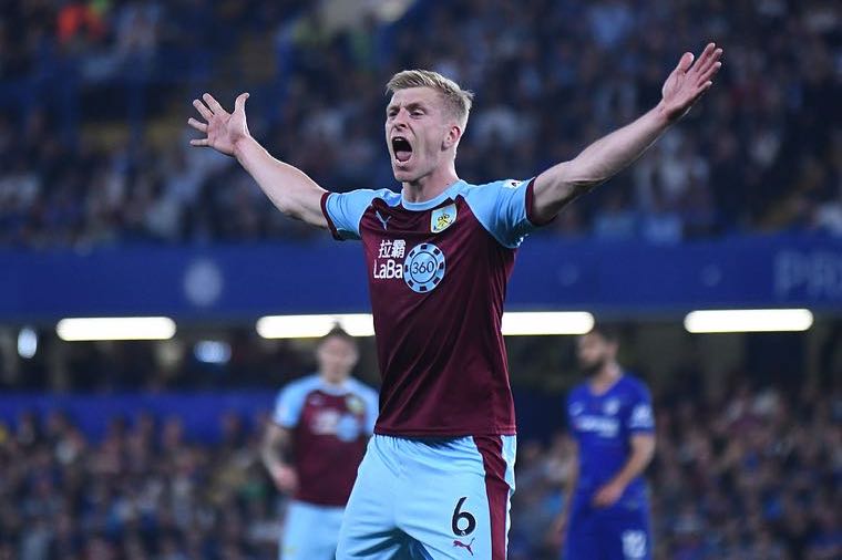 Burnley player celebrates