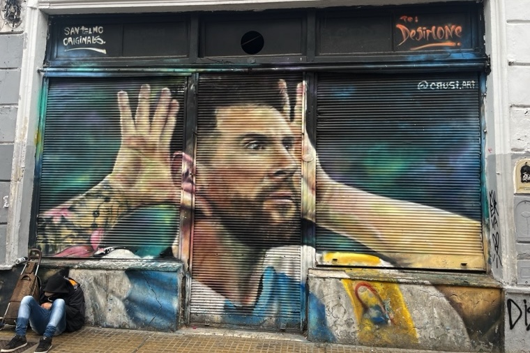 Messi street art in Buenos Aires